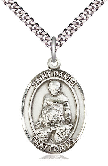 Extel Large Oval  Pewter St. Daniel Pendant with 24" chain, Made in USA