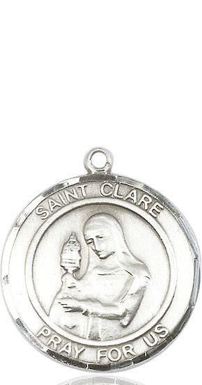 Extel Large Round Pewter St. Clare of Assisi Medal Pendant, Made in USA