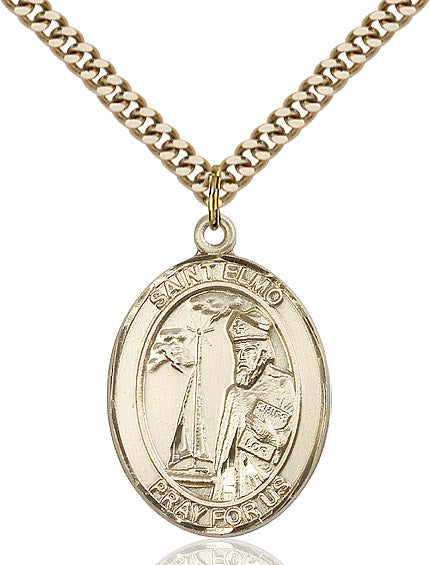 Extel Large Oval 14kt Gold Filled St. Elmo Pendant with 24" chain, Made in USA