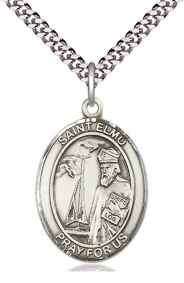 Extel Large Oval Pewter St. Elmo Pendant with 24" chain, Made in USA
