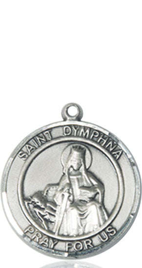 Extel Large Round Pewter St. Dymphna Medal Pendant, Made in USA