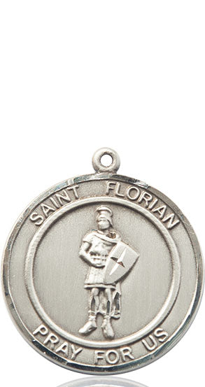 Extel Large Round Pewter St. Florian Medal Pendant, Made in USA