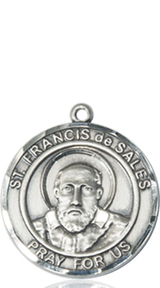 Extel Large Round Pewter St. Francis de Sales Medal Pendant, Made in USA