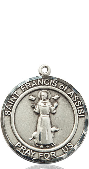 Extel Large Round Pewter St. Francis of Assisi Medal Pendant, Made in USA