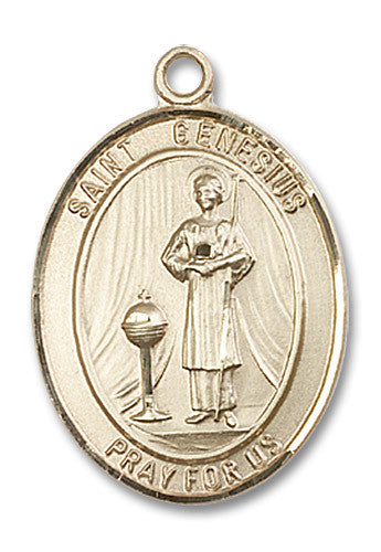 Extel Large Oval 14kt Gold Filled St. Genesius of Rome Medal, Made in USA