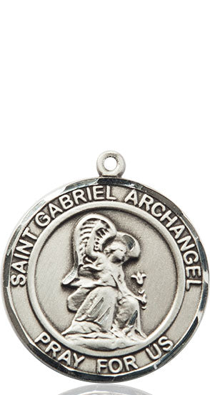 Extel Large Round Pewter St. Gabriel the Archangel Medal Pendant, Made in USA