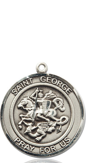 Extel Large Round Pewter St. George Medal Pendant, Made in USA
