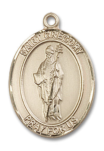 Extel Large Oval 14kt Gold Filled St. Gregory the Great Medal, Made in USA