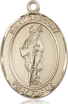 Extel Large Oval 14kt Gold Filled St. Gregory the Great Pendant with 24" chain, Made in USA