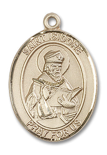 Extel Large Oval 14kt Gold Filled St. Isidore of Seville Medal, Made in USA