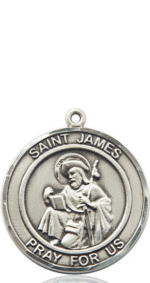 Extel Large Round Pewter St. James the Greater Medal Pendant, Made in USA