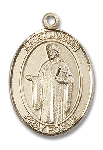 Extel Large Oval 14kt Gold Filled St. Justin Medal, Made in USA