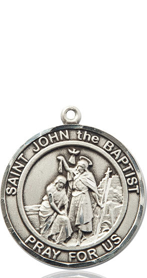 Extel Large Round Pewter St. John the Baptist Medal Pendant, Made in USA