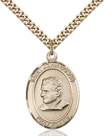 Extel Large Oval 14kt Gold Filled St. John Bosco Pendant with 24" chain, Made in USA