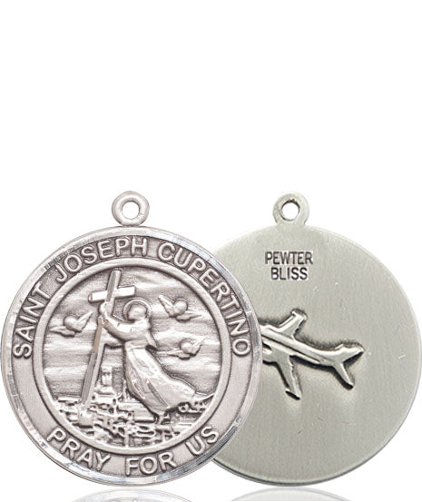 Extel Large Round Pewter St. Joseph of Cupertino Medal Pendant, Made in USA
