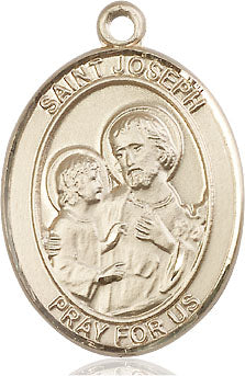 Extel Large Oval 14kt Gold Filled St. Joseph Pendant with 24" chain, Made in USA