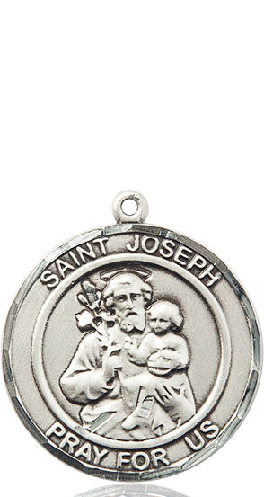 Extel Large Round Pewter St. Joseph Medal Pendant, Made in USA