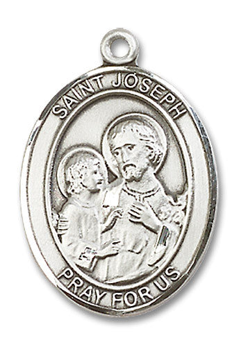 Extel Large Oval Sterling Silver St. Joseph Medal, Made in USA
