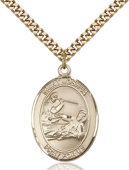 Extel Large Oval 14kt Gold Filled St. Joshua Pendant with 24" chain, Made in USA