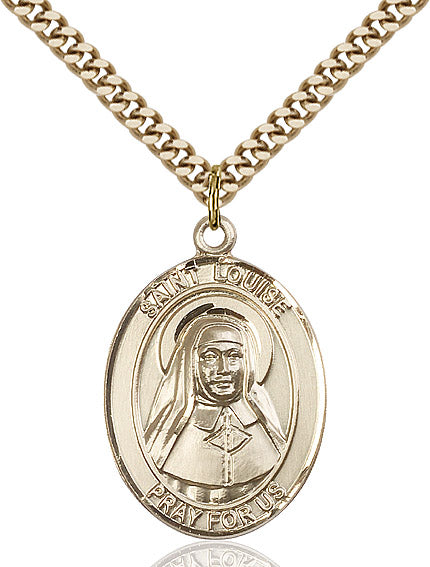 Extel Large Oval 14kt Gold Filled St. Louise de Marillac Pendant with 24" chain, Made in USA