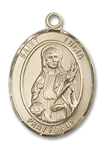 Extel Large Oval 14kt Gold Filled St. Lucia of Syracuse Medal, Made in USA