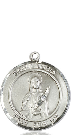 Extel Large Round Pewter St. Lucia of Syracuse Medal Pendant, Made in USA