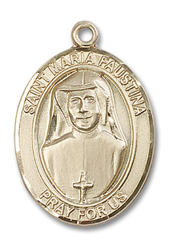 Extel Large Oval 14kt Gold Filled St. Maria Faustina Medal, Made in USA