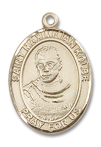 Extel Large Oval 14kt Gold Filled St. Maximilian Kolbe Medal, Made in USA