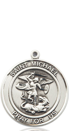 Extel Large Round Pewter St. Michael the Archangel Medal Pendant, Made in USA