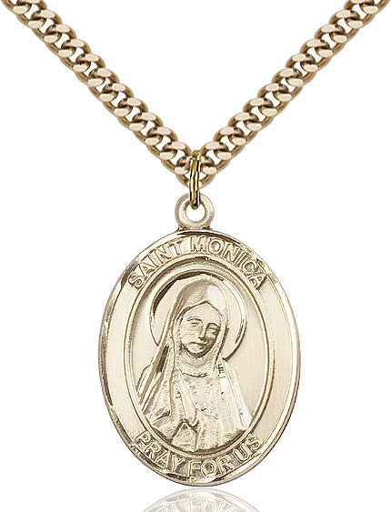 Extel Large Oval 14kt Gold Filled St. Monica Pendant with 24" chain, Made in USA