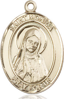 Extel Large Oval 14kt Gold Filled St. Monica Pendant with 24" chain, Made in USA