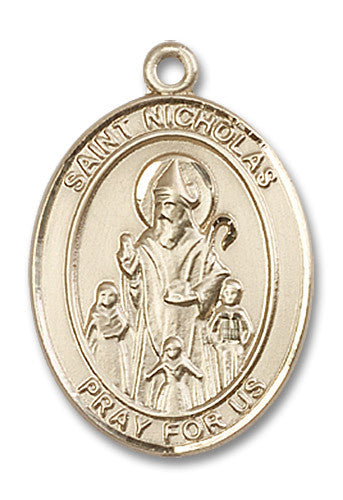 Extel Large Oval 14kt Gold Filled St. Nicholas Medal, Made in USA