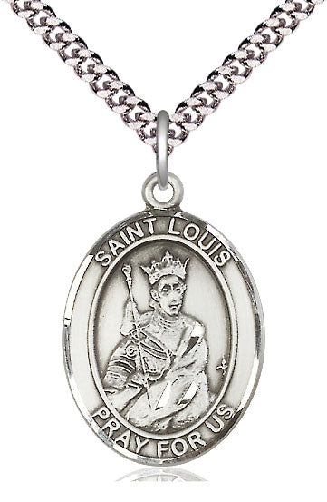 Extel Large Oval Pewter St. Louis Pendant with 24" chain, Made in USA