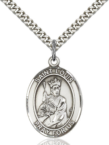 Extel Large Oval Sterling Silver St. Louis Pendant with 24" chain, Made in USA