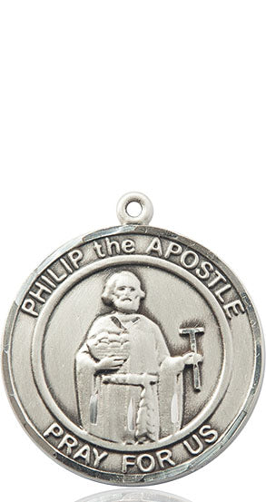 Extel Large Round Pewter Philip the Apostle Medal Pendant, Made in USA