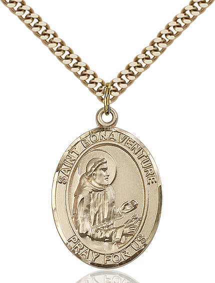 Extel Large Oval 14kt Gold Filled St. Bonaventure Pendant with 24" chain, Made in USA
