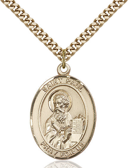 Extel Large Oval 14kt Gold Filled St. Paul the Apostle Pendant with 24" chain, Made in USA