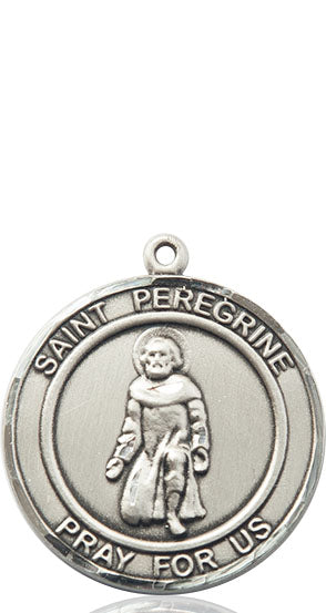 Extel Large Round Pewter St. Peregrine Medal Pendant, Made in USA