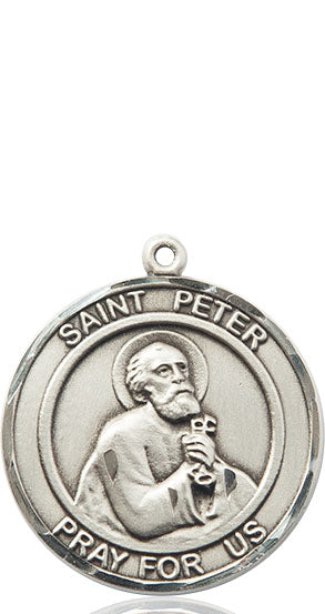 Extel Large Round Pewter St. Peter the Apostle Medal Pendant, Made in USA
