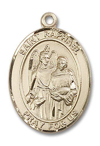 Extel Large Oval 14kt Gold Filled St. Raphael the Archangel Medal, Made in USA