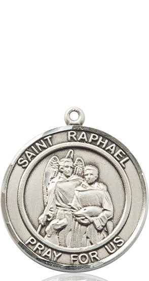 Extel Large Round Pewter St. Raphael the Archangel Medal Pendant, Made in USA