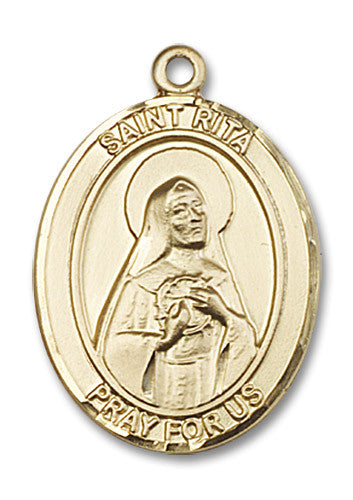 Extel Large Oval 14kt Gold Filled St. Rita of Cascia Medal, Made in USA