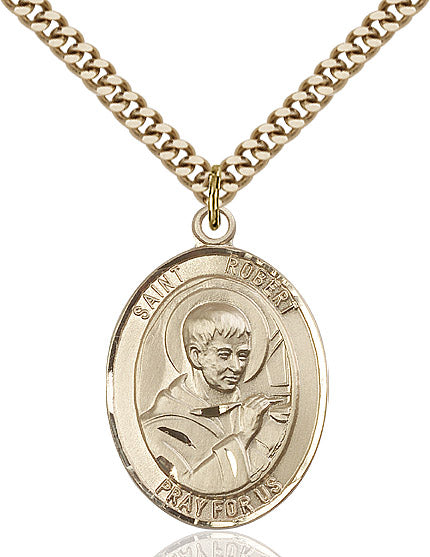 Extel Large Oval 14kt Gold Filled St. Robert Bellarmine Pendant with 24" chain, Made in USA