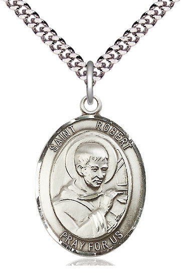 Extel Large Oval  Pewter St. Robert Bellarmine Pendant with 24" chain, Made in USA