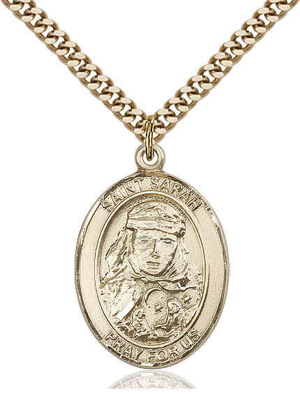 Extel Large Oval 14kt Gold Filled St. Sarah Pendant with 24" chain, Made in USA