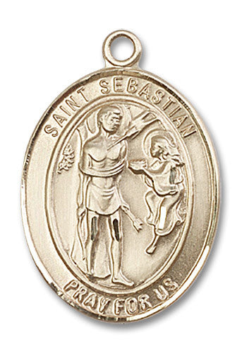 Extel Large Oval 14kt Gold Filled St. Sebastian Medal, Made in USA