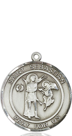 Extel Large Round Pewter St. Sebastian Medal Pendant, Made in USA