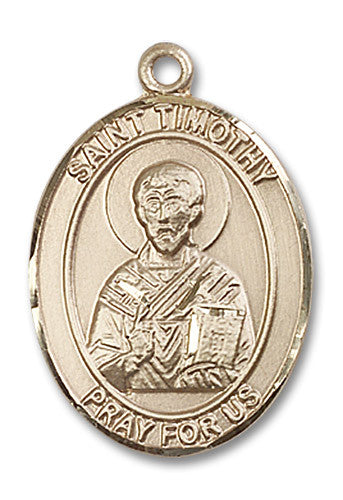 Extel Large Oval 14kt Gold Filled St. Timothy Medal, Made in USA