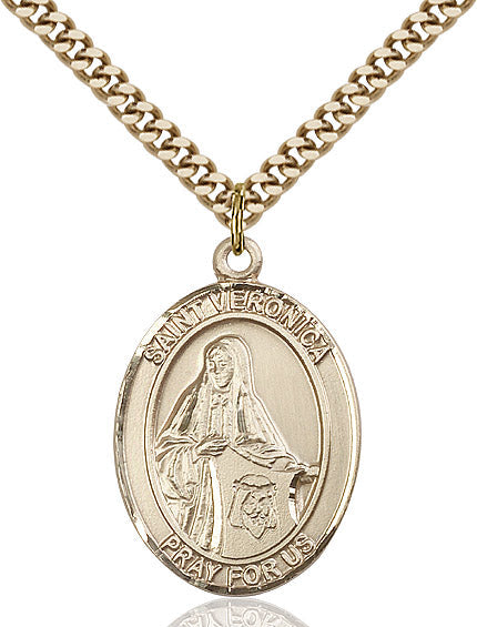 Extel Large Oval 14kt Gold Filled St. Veronica Pendant with 24" chain, Made in USA