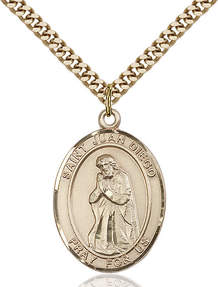 Extel Large Oval 14kt Gold Filled St. Juan Diego Pendant with 24" chain, Made in USA